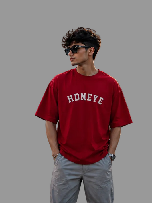 HDNEYE Oversized Signature Graphic T-Shirt – Red