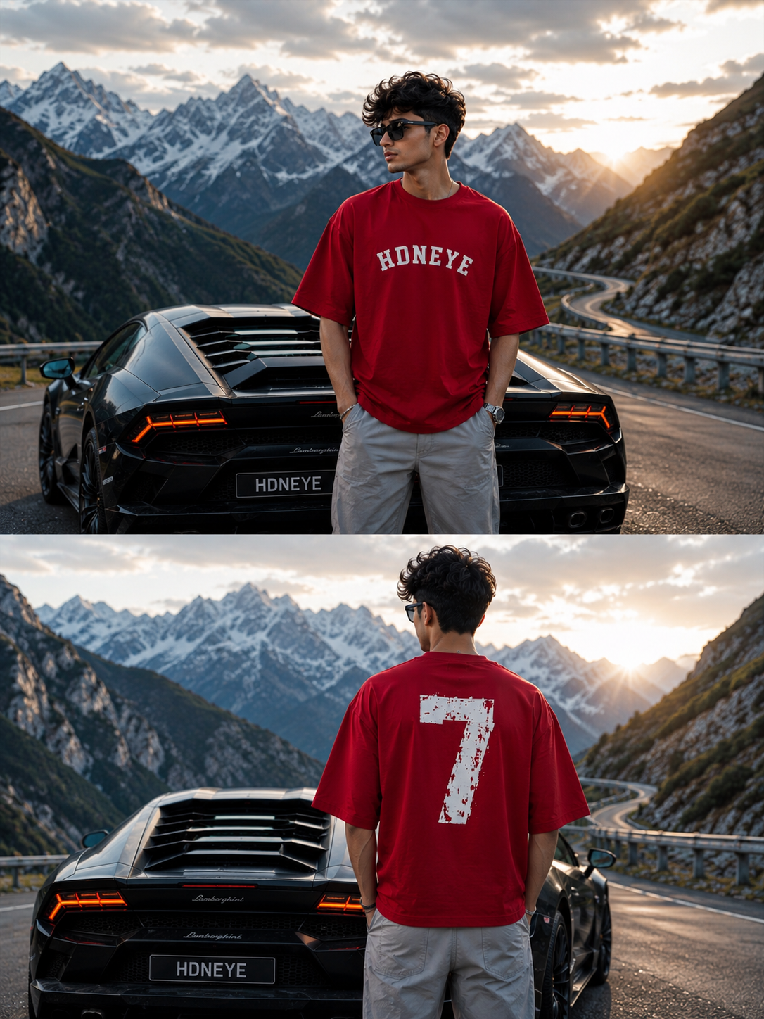 HDNEYE Oversized Signature Graphic T-Shirt – Red