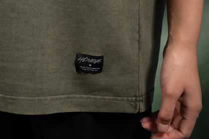HDNEYE Oversized Olive Green “Butterfly Illusion” Graphic T-Shirt