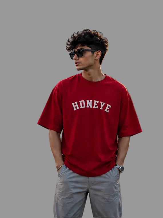 HDNEYE Oversized Signature Graphic T-Shirt – Red